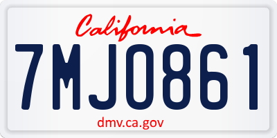 CA license plate 7MJO861