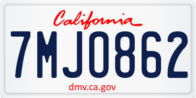 CA license plate 7MJO862