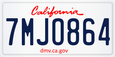 CA license plate 7MJO864