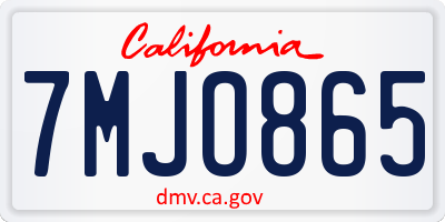 CA license plate 7MJO865