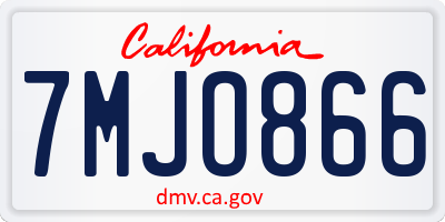 CA license plate 7MJO866