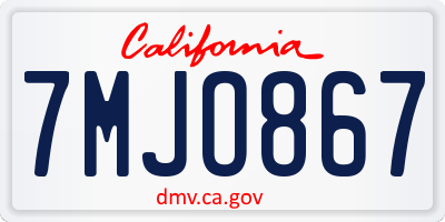 CA license plate 7MJO867