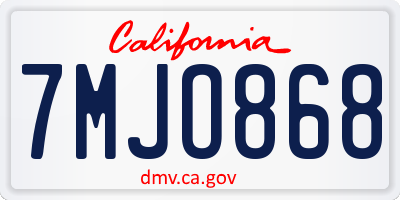 CA license plate 7MJO868