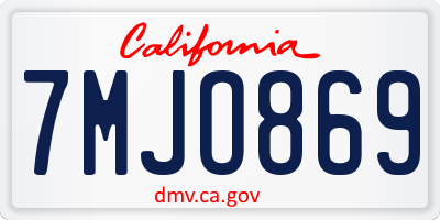 CA license plate 7MJO869