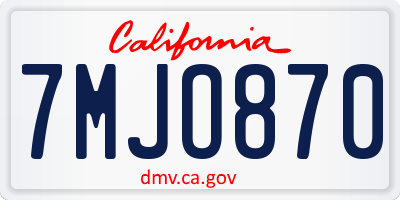 CA license plate 7MJO870