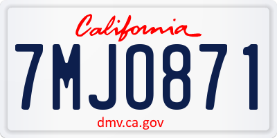 CA license plate 7MJO871