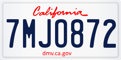 CA license plate 7MJO872