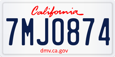 CA license plate 7MJO874