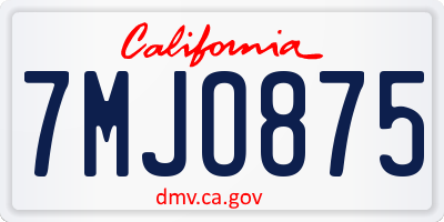 CA license plate 7MJO875