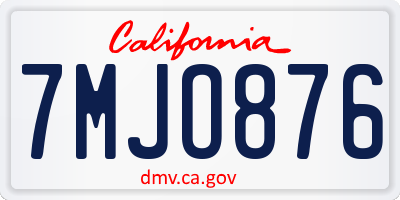 CA license plate 7MJO876