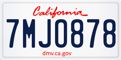 CA license plate 7MJO878