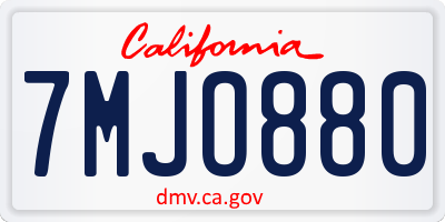 CA license plate 7MJO880