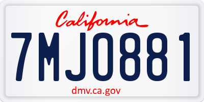 CA license plate 7MJO881