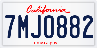 CA license plate 7MJO882