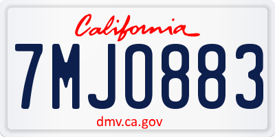 CA license plate 7MJO883