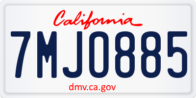 CA license plate 7MJO885