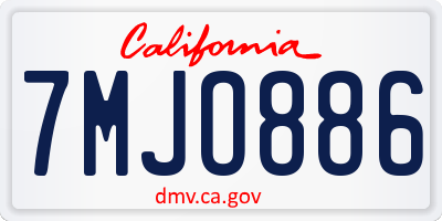 CA license plate 7MJO886