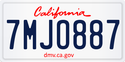 CA license plate 7MJO887