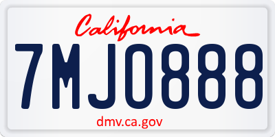 CA license plate 7MJO888