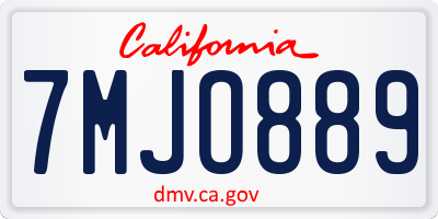 CA license plate 7MJO889