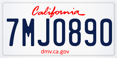 CA license plate 7MJO890