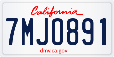 CA license plate 7MJO891