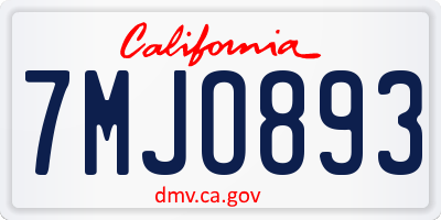 CA license plate 7MJO893