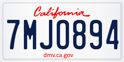 CA license plate 7MJO894