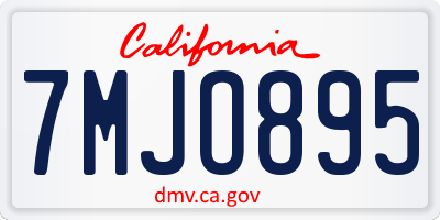 CA license plate 7MJO895