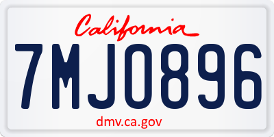 CA license plate 7MJO896