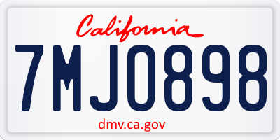 CA license plate 7MJO898