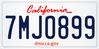 CA license plate 7MJO899