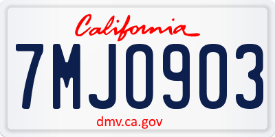 CA license plate 7MJO903