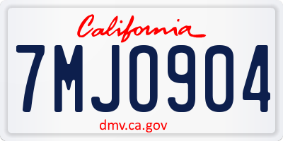 CA license plate 7MJO904