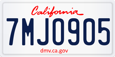 CA license plate 7MJO905