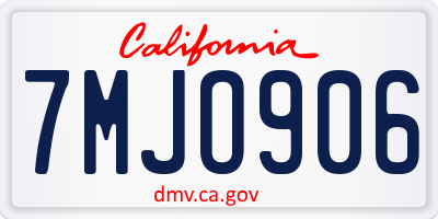 CA license plate 7MJO906