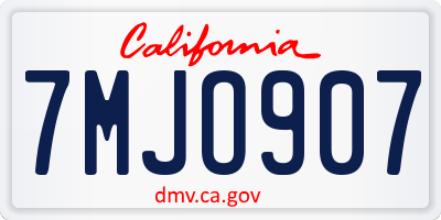 CA license plate 7MJO907