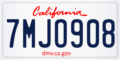 CA license plate 7MJO908