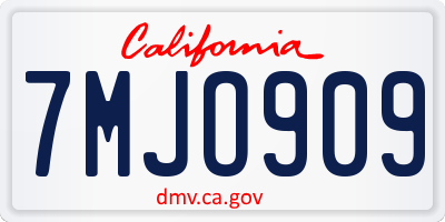 CA license plate 7MJO909