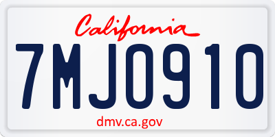 CA license plate 7MJO910