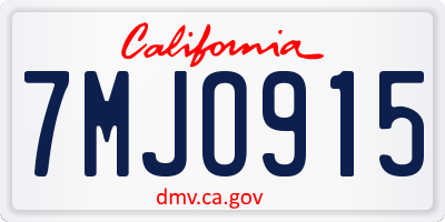 CA license plate 7MJO915