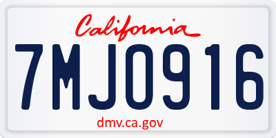 CA license plate 7MJO916