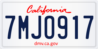 CA license plate 7MJO917