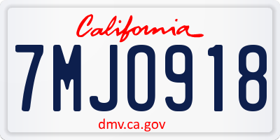 CA license plate 7MJO918