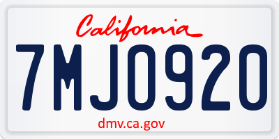 CA license plate 7MJO920