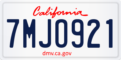 CA license plate 7MJO921