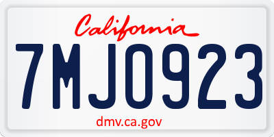 CA license plate 7MJO923