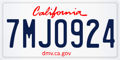 CA license plate 7MJO924