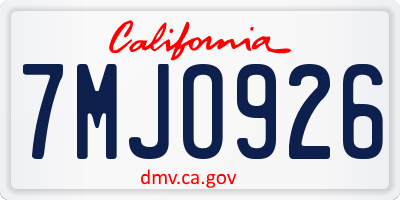 CA license plate 7MJO926