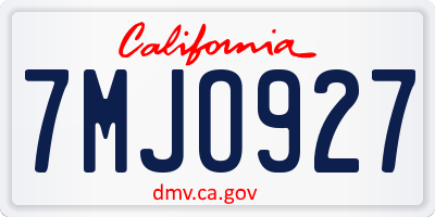 CA license plate 7MJO927